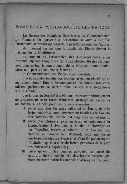 Actes et communiqués du bureau des relations extérieures du 28 novembre 1919 au 1er mai 1920